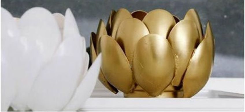 ساخت جا شمعی با استفاده از وسایل دور ریختنی مثل قاشق یک بار مصرف
