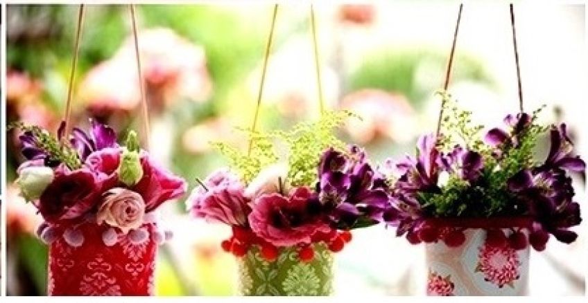 ساخت گلدان های آویز زیبا با استفاده از نمد و بطری