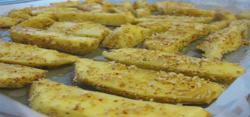 طرز تهیه سیب زمینی اسپایسی تنوری با آرد سوخاری