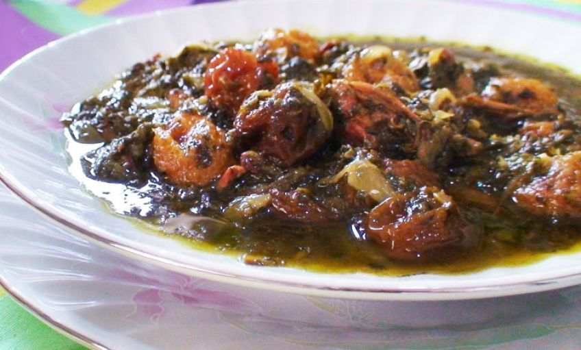 خورش آلو اسفناج بدون گوشت