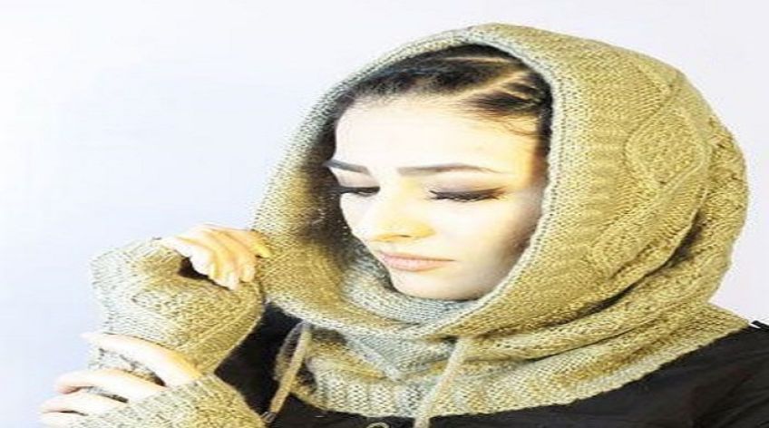 شیوه بافت مقنعه شالی زنانه با میل