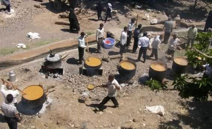 جشن بلغور پزان روستای سنو گناباد استان خراسان رضوی
