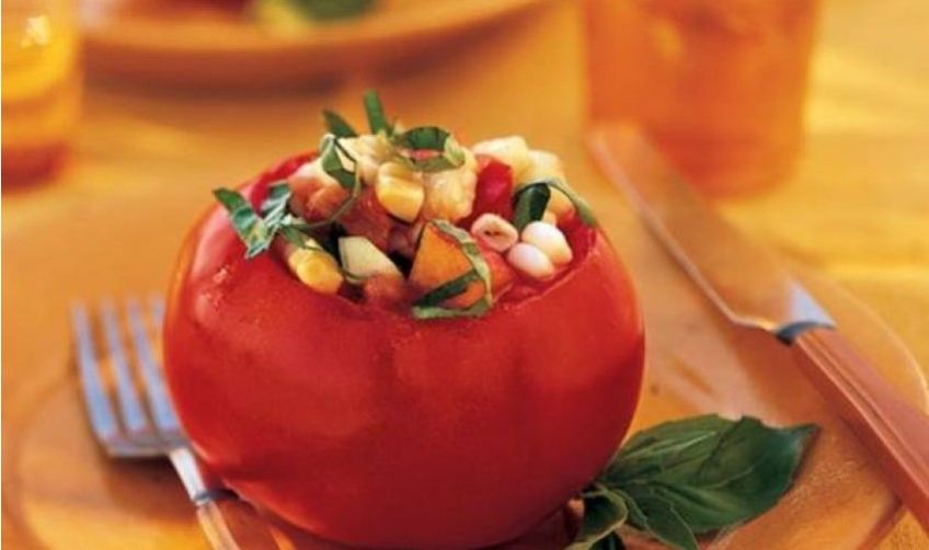 روش تهیه گوجه پرشده با سالاد خیار و ریحان یک سالاد شیرازی خوشمزه و جذاب و متفاوت