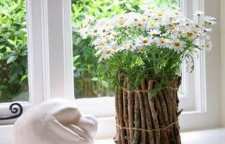 ساخت گلدان چوبی با شاخه درخت و گونی