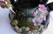 تزیین کتری با سنگ و رنگ ویترای