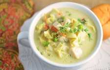 آموزش طبخ سوپ خامه ای مرغ و نودل خوشمزه