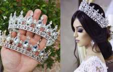 تاج عروس با نگین های ریز و درشت