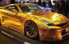 رونمایی از نیسان R35 GT-R طلایی تیونینگ شده در دبی