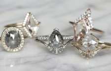 انگشترهای برند با سنگ الماس و کوارتز دودی