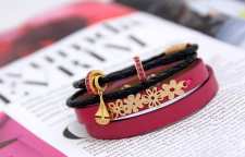 دستبند چرم ترکیب شده با طلا مدل زنانه و دخترانه