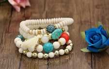 دستبندهای مهره ای چند لایه دخترانه با رنگ های زیبا