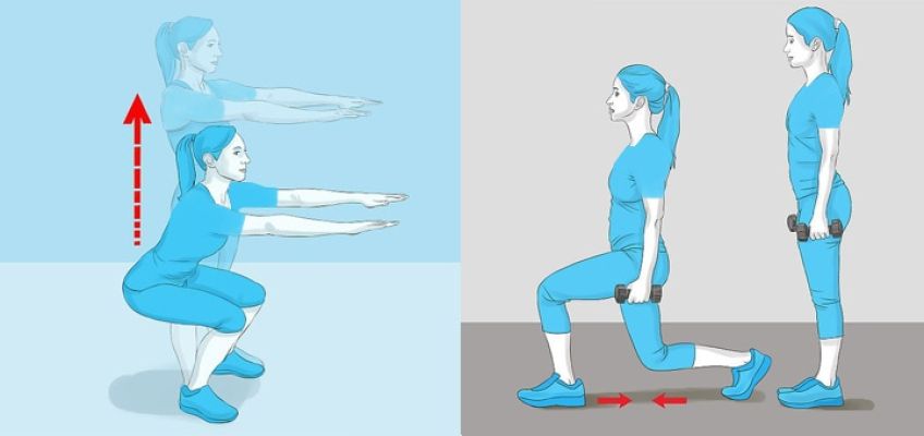 حرکت لانچ برای تقویت عضلات باسن مفید و بهتر است یا حرکت اسکوات