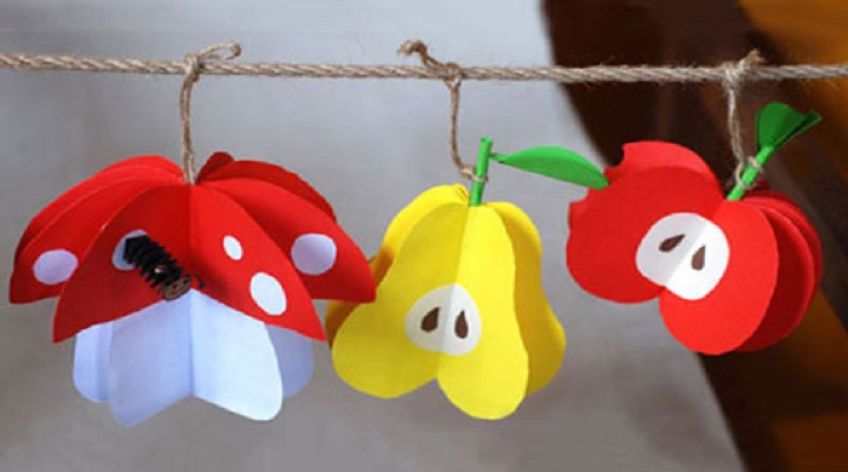 ساخت میوه های مصنوعی با کاغذهای رنگی