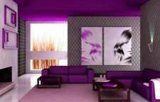 دکوراسیون نشیمن بنفش با طراحی مدرن و زیبا